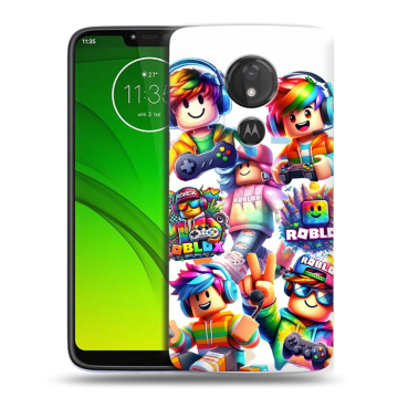 Силиконовый чехол на Motorola Moto G7 Power с принтом Roblox Роблокс