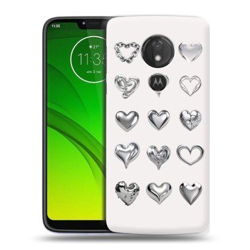 Силиконовый чехол на Motorola Moto G7 Power с принтом Y2K сердечки