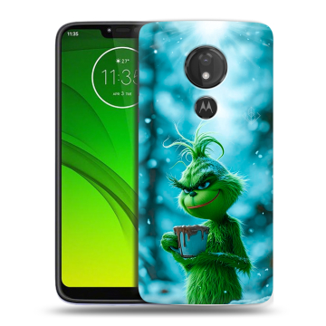 Силиконовый чехол на Motorola Moto G7 Power с принтом Новый год гринч Силиконовый чехол на Motorola Moto G7 Power с принтом Новый год гринч