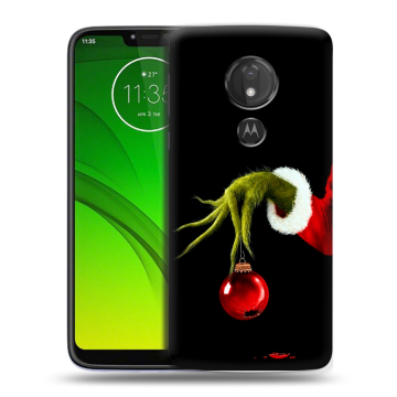 Силиконовый чехол на Motorola Moto G7 Power с принтом Новый год Гринч Силиконовый чехол на Motorola Moto G7 Power с принтом Новый год Гринч