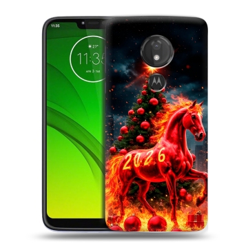 Силиконовый чехол на Motorola Moto G7 Power с принтом Новый год Силиконовый чехол на Motorola Moto G7 Power с принтом Новый год