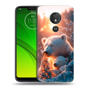 Силиконовый чехол на Motorola Moto G7 Power с принтом Новый год