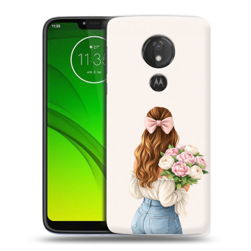 Силиконовый чехол на Motorola Moto G7 Power с принтом женский