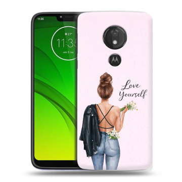 Силиконовый чехол на Motorola Moto G7 Power с принтом женский