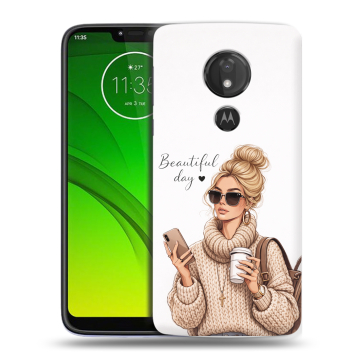 Силиконовый чехол на Motorola Moto G7 Power с принтом женский
