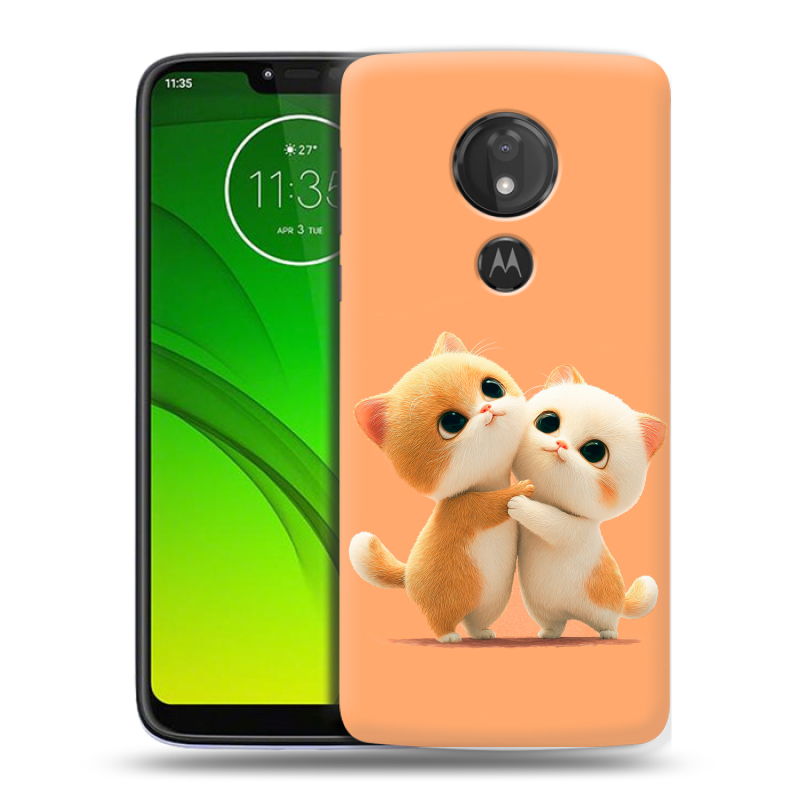 Силиконовый чехол на Motorola Moto G7 Power с принтом Милые котики Силиконовый чехол на Motorola Moto G7 Power с принтом Милые котики