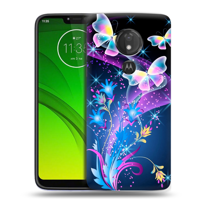 Силиконовый чехол на Motorola Moto G7 Power с принтом Бабочки Силиконовый чехол на Motorola Moto G7 Power с принтом Бабочки
