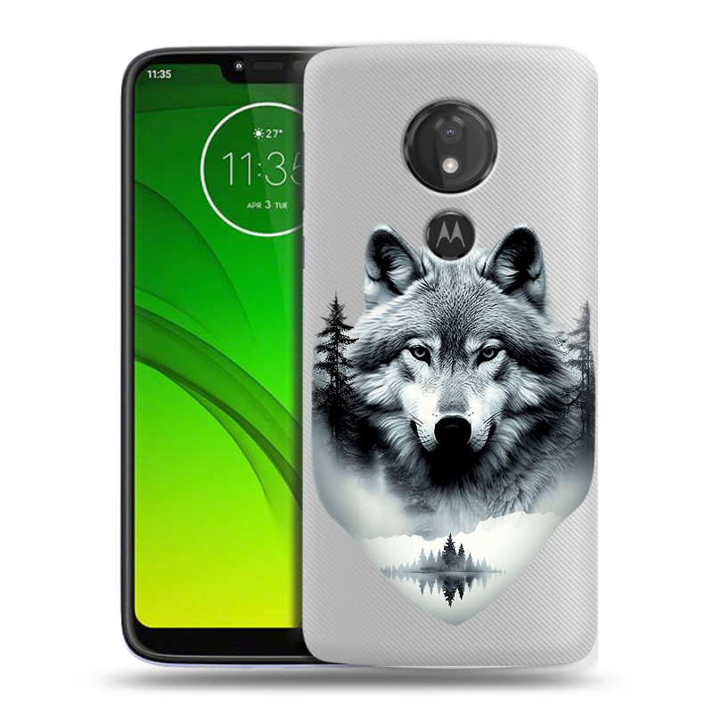 Силиконовый чехол на Motorola Moto G7 Power с принтом Волк в лесу Силиконовый чехол на Motorola Moto G7 Power с принтом Волк в лесу