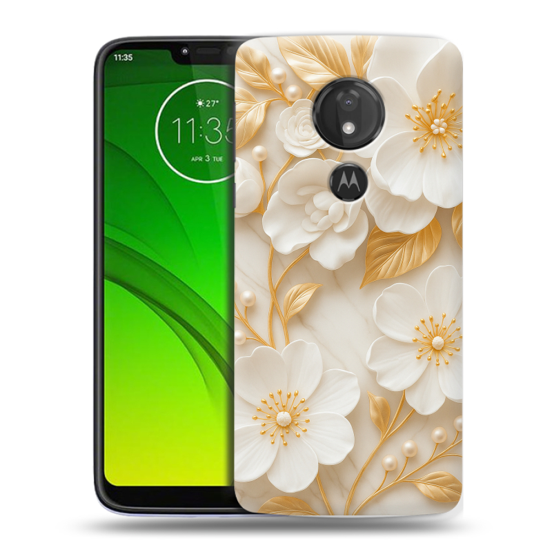 Силиконовый чехол на Motorola Moto G7 Power с принтом Цветы Силиконовый чехол на Motorola Moto G7 Power с принтом Цветы