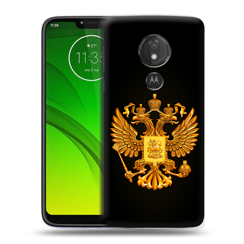 Силиконовый чехол на Motorola Moto G7 Power с принтом Герб России желтый Силиконовый чехол на Motorola Moto G7 Power с принтом Герб России желтый