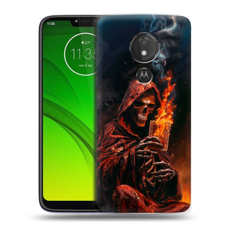 Силиконовый чехол на Motorola Moto G7 Power с принтом Скелет и карты Силиконовый чехол на Motorola Moto G7 Power с принтом Скелет и карты