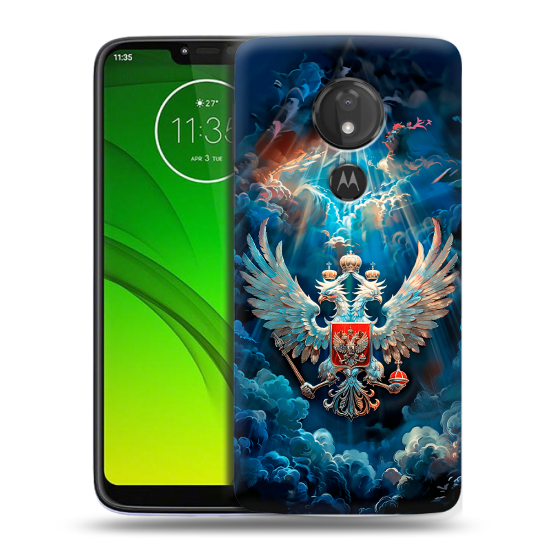 Силиконовый чехол на Motorola Moto G7 Power с принтом Герб флаг России Силиконовый чехол на Motorola Moto G7 Power с принтом Герб флаг России