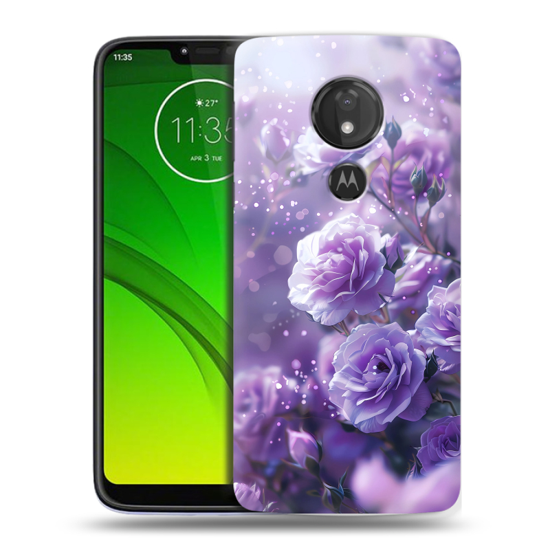 Силиконовый чехол на Motorola Moto G7 Power с принтом Розы цветы Силиконовый чехол на Motorola Moto G7 Power с принтом Розы цветы
