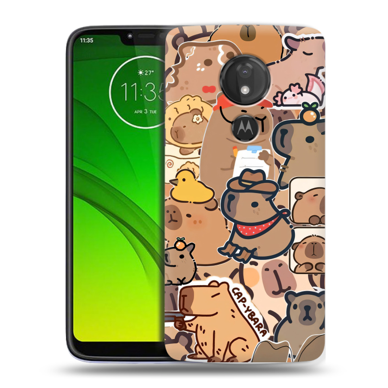 Силиконовый чехол на Motorola Moto G7 Power с принтом капибара Силиконовый чехол на Motorola Moto G7 Power с принтом капибара