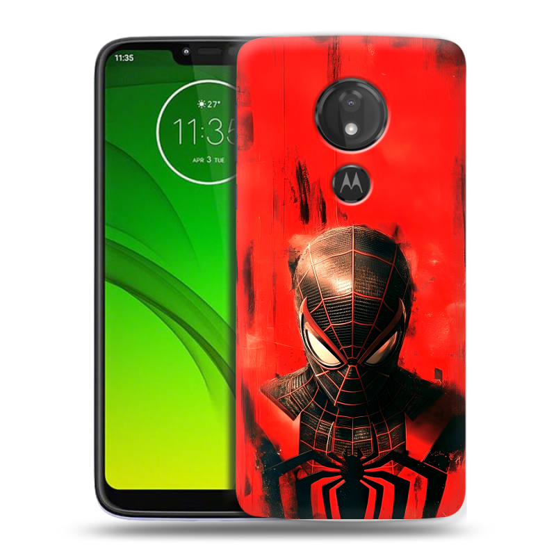 Силиконовый чехол на Motorola Moto G7 Power с принтом человек паук spiderman Силиконовый чехол на Motorola Moto G7 Power с принтом человек паук spiderman
