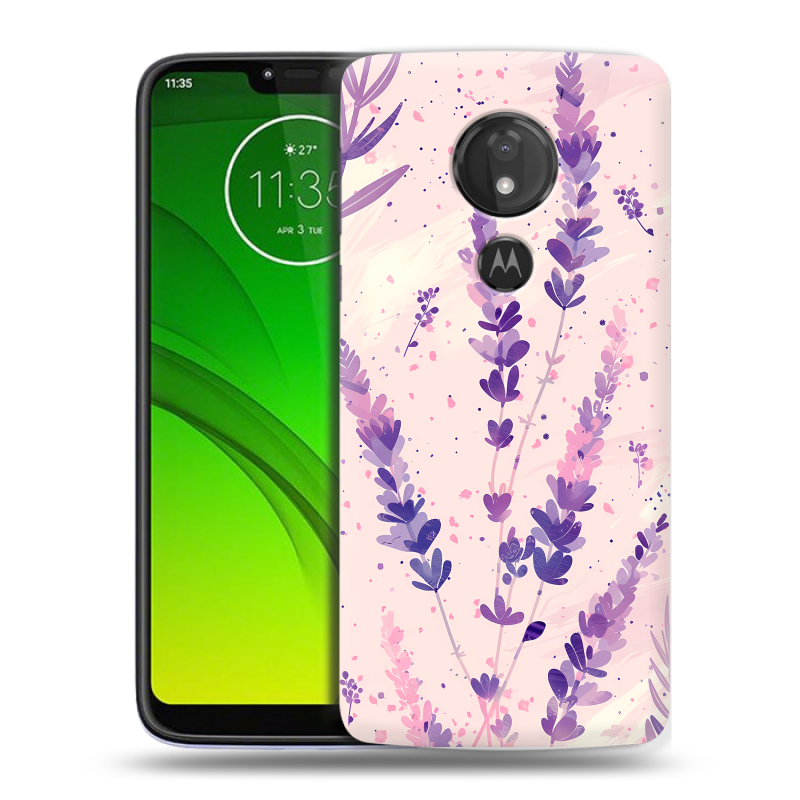 Силиконовый чехол на Motorola Moto G7 Power с принтом цветы лаванда Силиконовый чехол на Motorola Moto G7 Power с принтом цветы лаванда