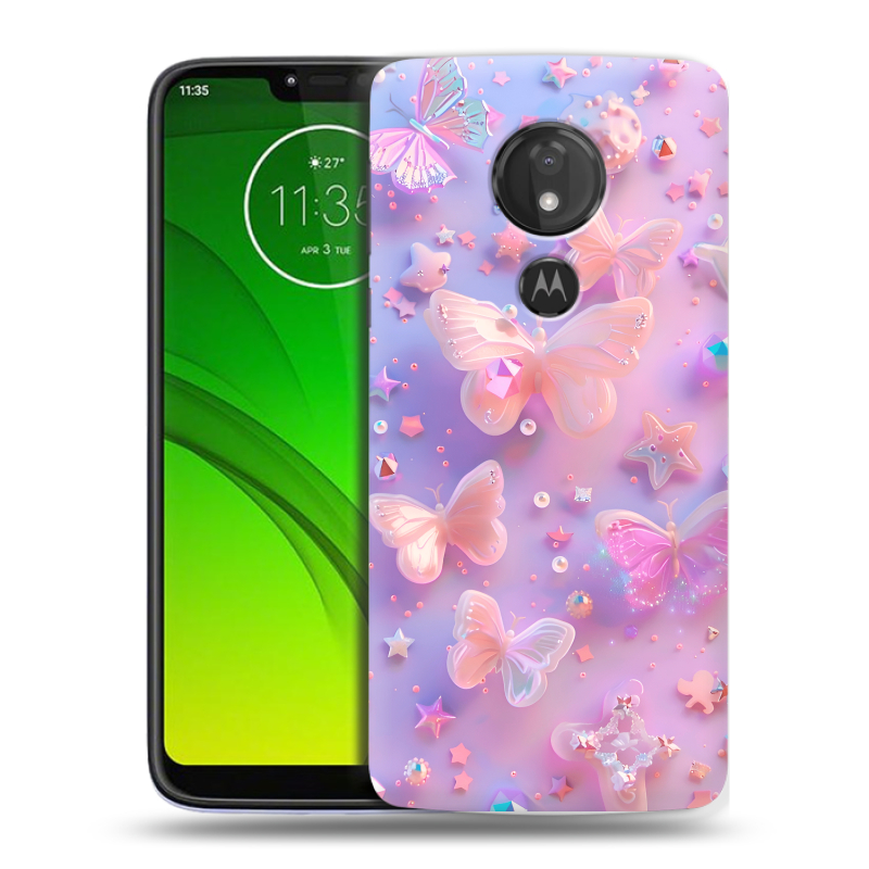 Силиконовый чехол на Motorola Moto G7 Power с принтом Бабочки Силиконовый чехол на Motorola Moto G7 Power с принтом Бабочки
