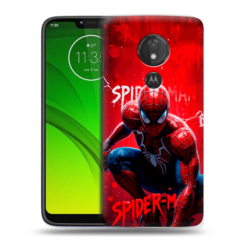 Силиконовый чехол на Motorola Moto G7 Power с принтом Spiderman Человек паук Силиконовый чехол на Motorola Moto G7 Power с принтом Spiderman Человек паук