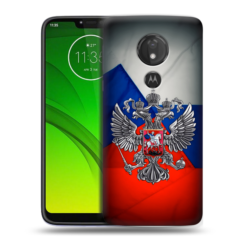 Силиконовый чехол на Motorola Moto G7 Power с принтом Флаг России Силиконовый чехол на Motorola Moto G7 Power с принтом Флаг России