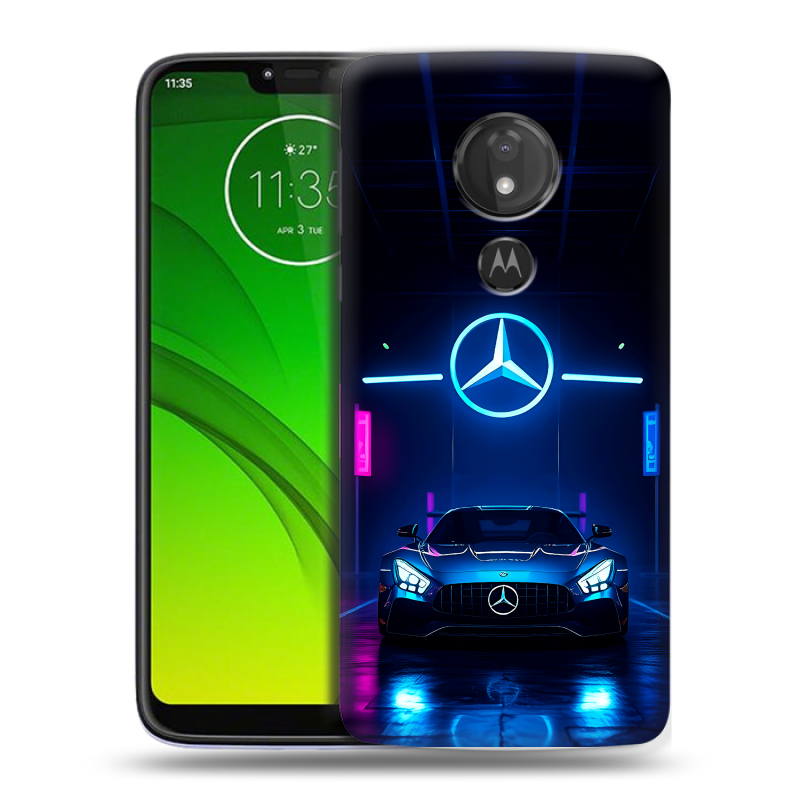 Силиконовый чехол на Motorola Moto G7 Power с принтом Mercedes Мерседес Силиконовый чехол на Motorola Moto G7 Power с принтом Mercedes Мерседес