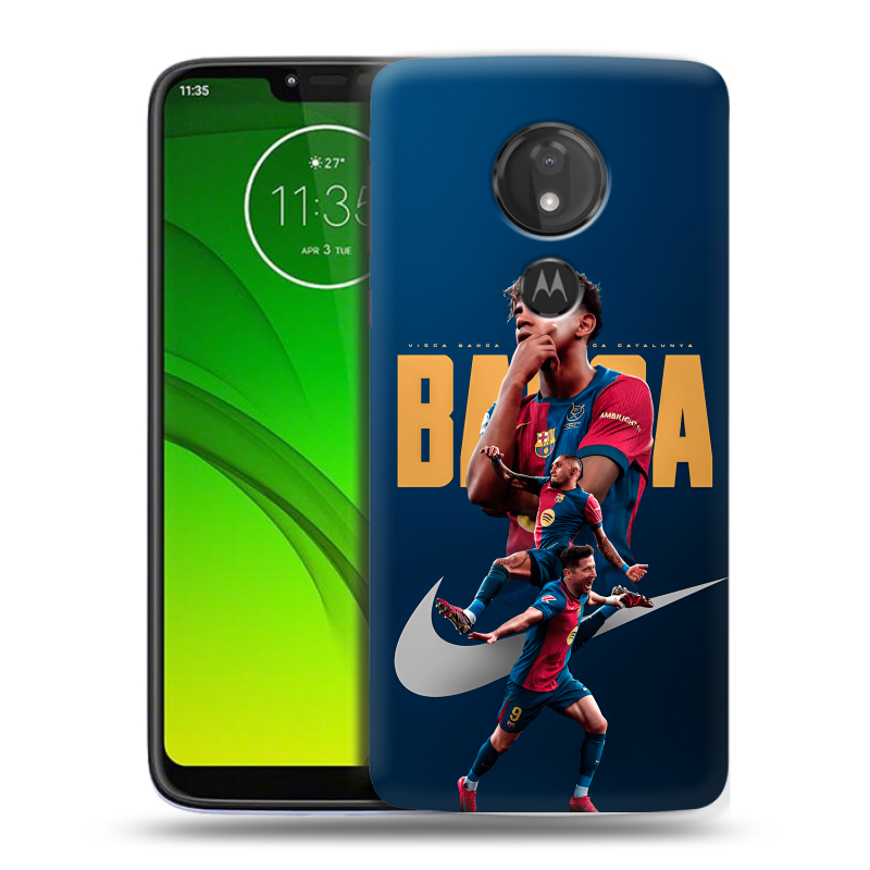 Силиконовый чехол на Motorola Moto G7 Power с принтом Барселона Barca Yamal Силиконовый чехол на Motorola Moto G7 Power с принтом Барселона Barca Yamal