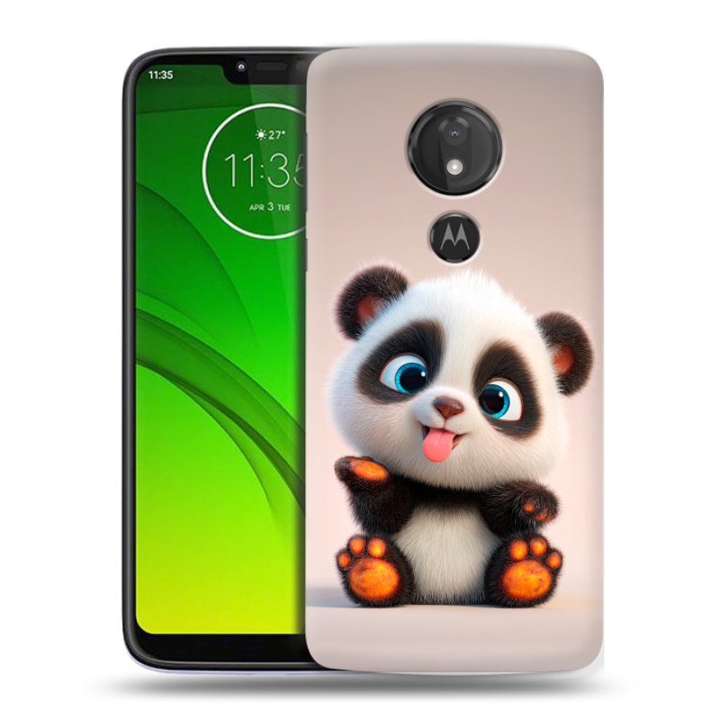 Силиконовый чехол на Motorola Moto G7 Power с принтом милая панда Силиконовый чехол на Motorola Moto G7 Power с принтом милая панда