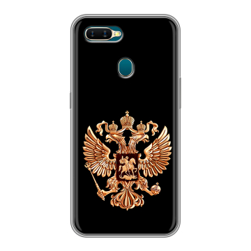 Силиконовый чехол на OPPO AX7 с принтом Герб России золотой