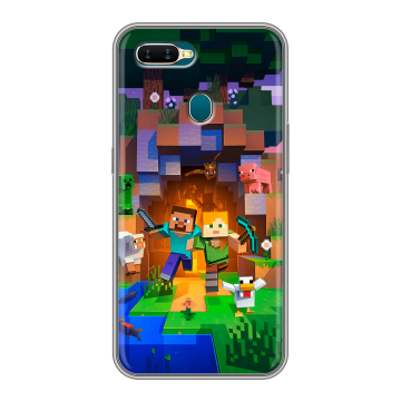 Силиконовый чехол на OPPO AX7 с принтом Майнкрафт Minecraft