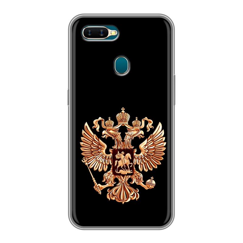 Силиконовый чехол на OPPO AX7 с принтом Герб России золотой Силиконовый чехол на OPPO AX7 с принтом Герб России золотой