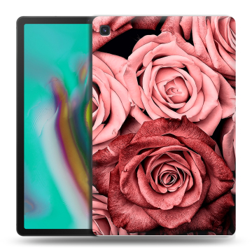 Силиконовый чехол на планшета Samsung Galaxy Tab S5e с принтом Цветы розы