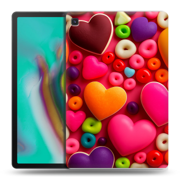 Силиконовый чехол на планшета Samsung Galaxy Tab S5e с принтом Сердечки