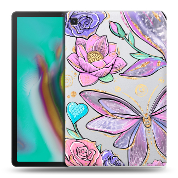Силиконовый чехол на Samsung Galaxy Tab S5e с принтом Бабочки и цветы