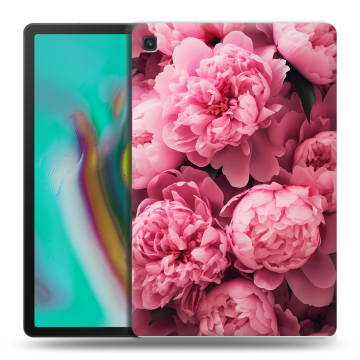 Силиконовый чехол на Samsung Galaxy Tab S5e с принтом цветы пионы