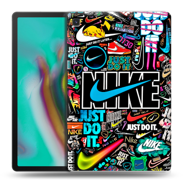 Силиконовый чехол на Samsung Galaxy Tab S5e с принтом найк nike черный