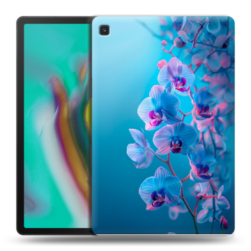 Силиконовый чехол на Samsung Galaxy Tab S5e с принтом голубые орхидеи