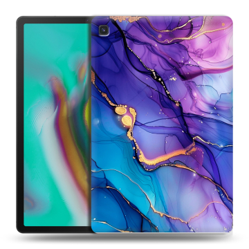Силиконовый чехол на Samsung Galaxy Tab S5e с принтом синий мрамор