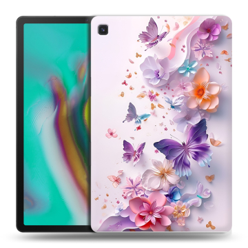 Силиконовый чехол на Samsung Galaxy Tab S5e с принтом цветы бабочки