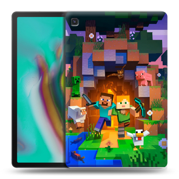 Силиконовый чехол на Samsung Galaxy Tab S5e с принтом Майнкрафт Minecraft