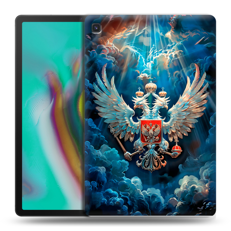 Силиконовый противоударный чехол на Samsung Galaxy Tab S5e с принтом Герб флаг России Силиконовый противоударный чехол на Samsung Galaxy Tab S5e с принтом Герб флаг России