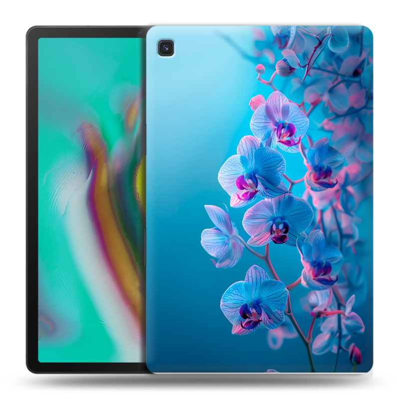Силиконовый чехол на Samsung Galaxy Tab S5e с принтом голубые орхидеи Силиконовый чехол на Samsung Galaxy Tab S5e с принтом голубые орхидеи