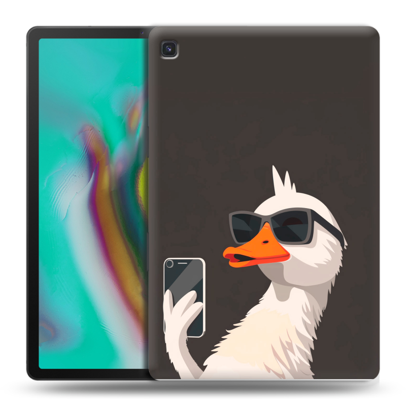 Силиконовый чехол на Samsung Galaxy Tab S5e с принтом утка в очках Силиконовый чехол на Samsung Galaxy Tab S5e с принтом утка в очках