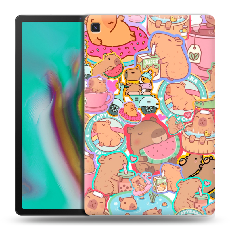 Силиконовый чехол на Samsung Galaxy Tab S5e с принтом капибары Силиконовый чехол на Samsung Galaxy Tab S5e с принтом капибары