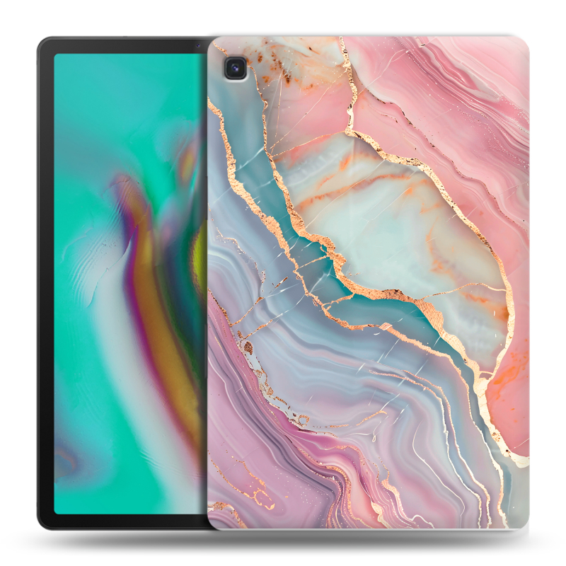 Силиконовый противоударный чехол на Samsung Galaxy Tab S5e с принтом розовый мрамор Силиконовый противоударный чехол на Samsung Galaxy Tab S5e с принтом розовый мрамор
