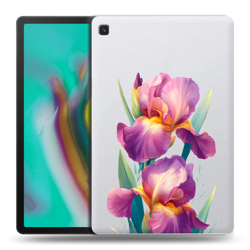 Силиконовый противоударный чехол на Samsung Galaxy Tab S5e с принтом Цветы орхидеи Силиконовый противоударный чехол на Samsung Galaxy Tab S5e с принтом Цветы орхидеи