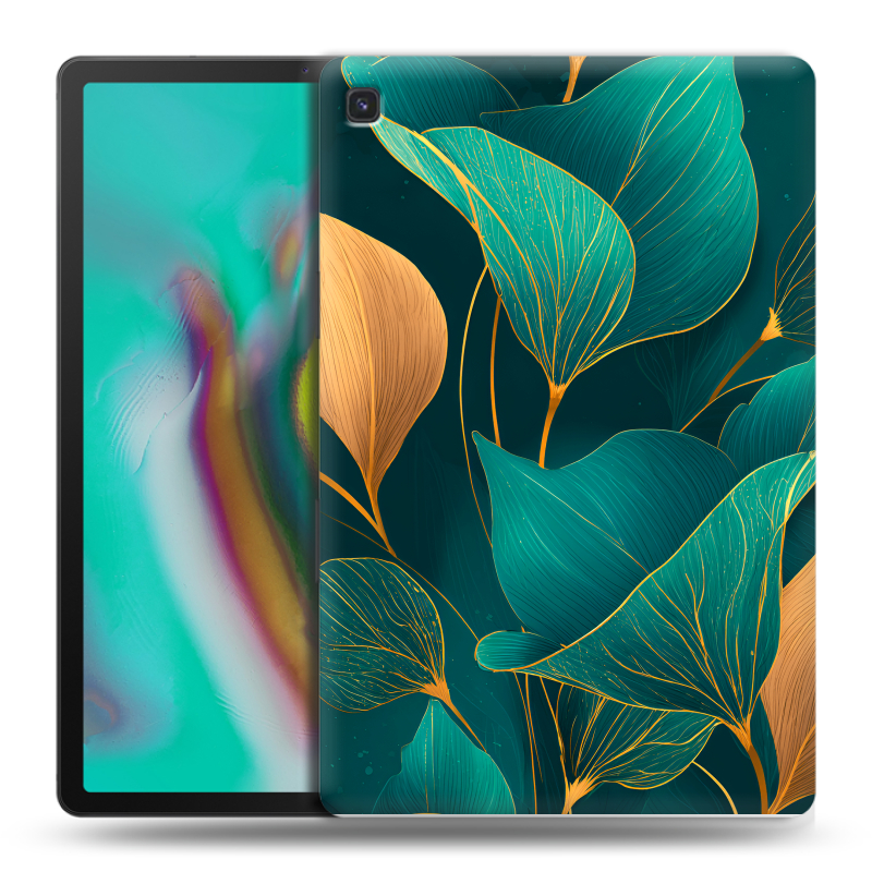 Силиконовый чехол на Samsung Galaxy Tab S5e с принтом Листья и золото Силиконовый чехол на Samsung Galaxy Tab S5e с принтом Листья и золото