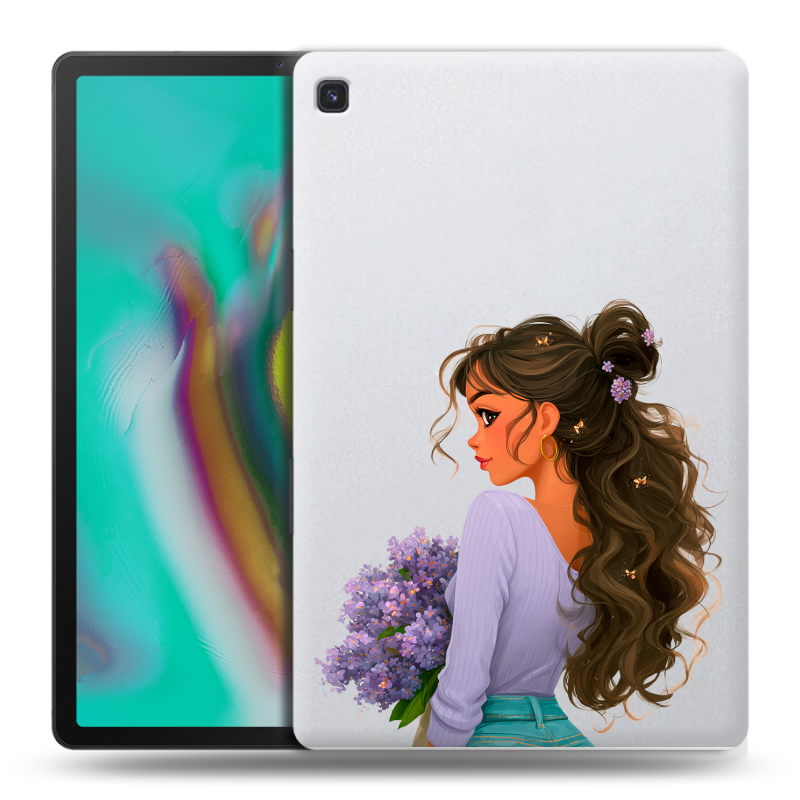Силиконовый чехол на Samsung Galaxy Tab S5e с принтом девушка цветы Силиконовый чехол на Samsung Galaxy Tab S5e с принтом девушка цветы