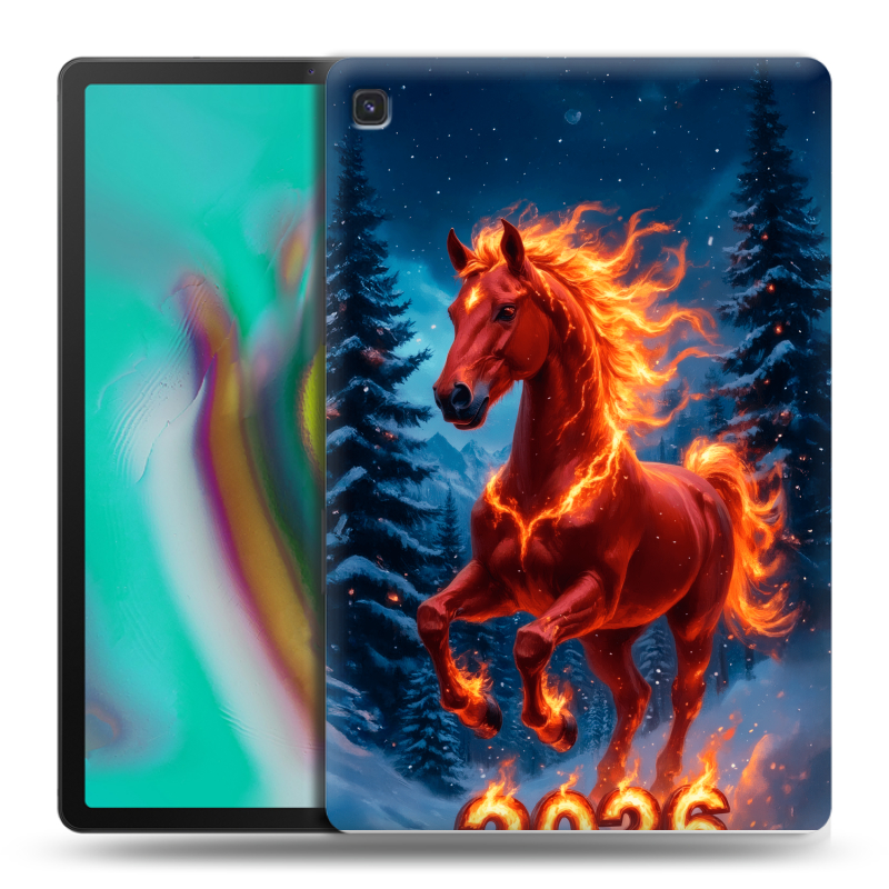 Силиконовый противоударный чехол на Samsung Galaxy Tab S5e с принтом Новый год коня Силиконовый противоударный чехол на Samsung Galaxy Tab S5e с принтом Новый год коня