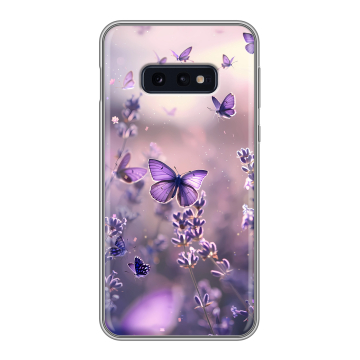 Силиконовый чехол на Samsung Galaxy S10e с принтом бабочки и лаванда