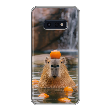Силиконовый чехол на Samsung Galaxy S10e с принтом Капибара с апельсином Силиконовый чехол на Samsung Galaxy S10e с принтом Капибара с апельсином