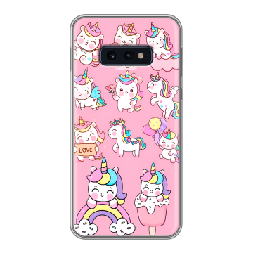 Силиконовый чехол на Samsung Galaxy S10e с принтом Единороги и радуга Силиконовый чехол на Samsung Galaxy S10e с принтом Единороги и радуга